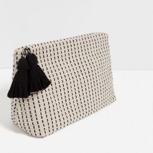 Zara Black & White Jumbo Fabric Clutch